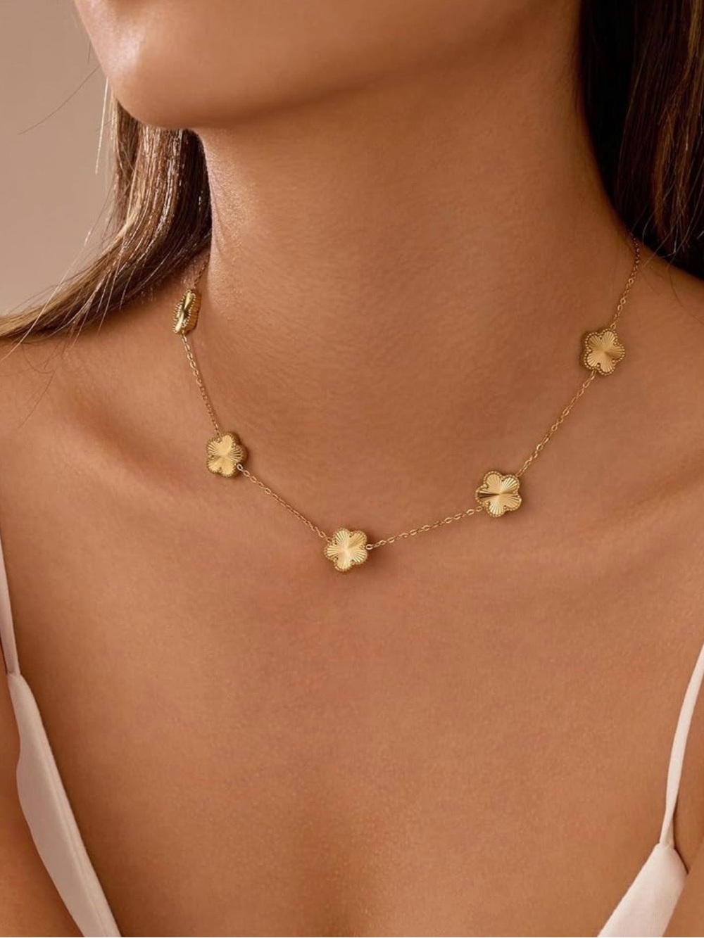 Amazon Gold Floral Link Necklace for Women